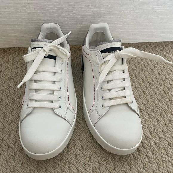 Authentic D&G Dolce& Gabbana Italy Portofino Sneakers  logo Sz40 White L… - Picture 8 of 15